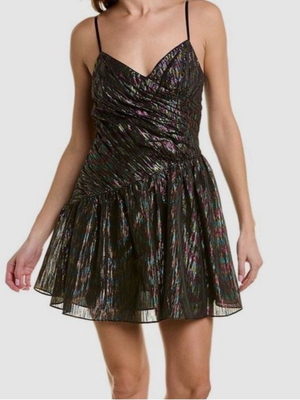Aidan by Aidan Mattox Womens Black Metallic Asymmetrical Mini Dress